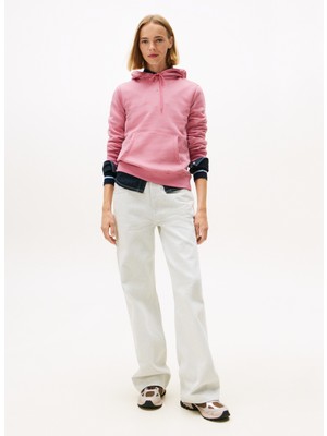 Tommy Jeans Kapüşon Yaka Düz Pembe Kadın Sweatshırt DW0DW21963THC