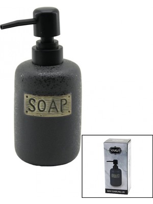 Marsilyan KISA ANTRASİT GRİ - MAT DESEN SERAMİK SIVI SABUNLUK (K95)