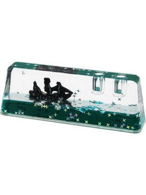 Marsilyan Kalemlikli Yeşil Su -Yıldızlı D.gen Mika Yüzen Batmayan Gemi Dekoratif Akvaryum 5X14X2.5-3.5CM (K95)