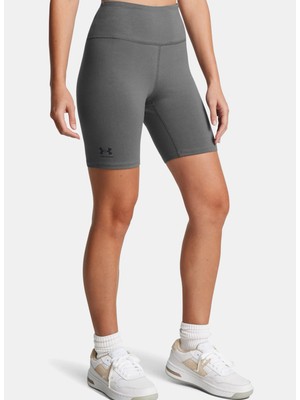 Under Armour 1386703-025-UA Rival 7in Short Gri Lastikli Bel Dar Düz Kadın Şort