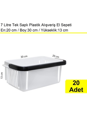 Akdenizpos Plastik Kozmetik Alışveriş El Sepeti 7 Litre Beyaz 20 Adet