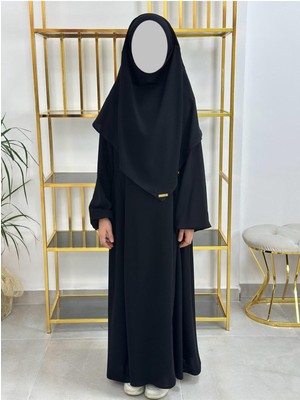 R&S Modibone Kız Çocuk Tesettür Elbise,sufle Eşarp Takım Siyah