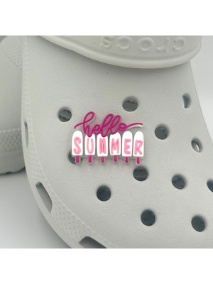 Balp Charm Terlik Süsü ve Aksesuarı , Çanta Süsü – Jibbitz 3D Hello Summer Logo Aksesuar