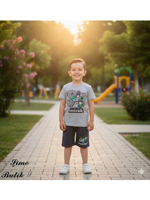 Şimo Butik Erkek Çocuk Şortlu Takım, Minecraft