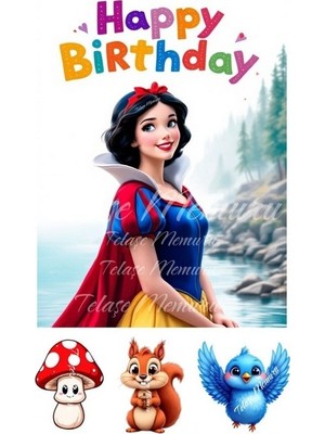 Telaşe Memuru Pamuk Prenses Pasta Süsü - Pasta Resmi ve Baskısı - Pamuk Prenses Doğum Günü Yenilebilir Kağıt 3