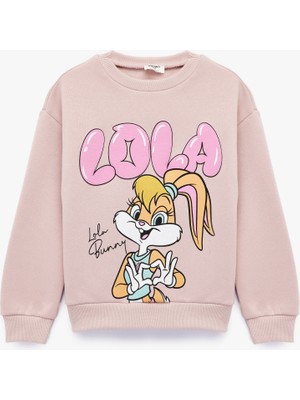 Koton Lisanslı Lola Bunny Baskılı Uzun Kollu Bisiklet Yaka Sweatshirt