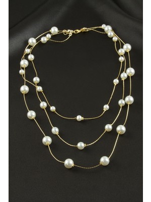 Fantastik Store Yuvarlak Inci Üçlü Kolye