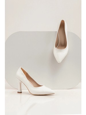 Sevim Ayakkabı Beyaz Kadın Ince Kadeh Topuklu Ayakkabı/şık Gösterişli Beyaz Kadın Topuklu Ayakkabı