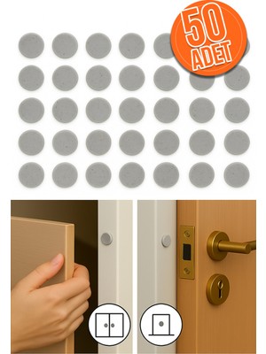 Adar 50'li Yapışkanlı Gri Eva Dolap Çekmece Kapağı Ses Stoperi Tamponu Koruyucu Engelleyici 10 mm