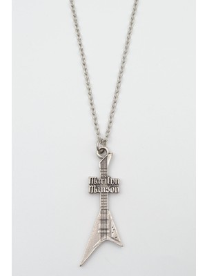 IDR Marilyn Manson Elektro Gitar Gümüş Kaplama Düz Zincir Kolye