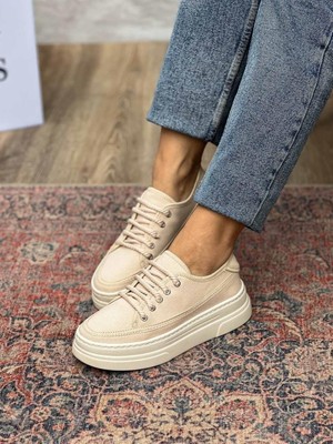 Siba Shoes Nava Kalın Taban Bej Kadın Spor Ayakkabı