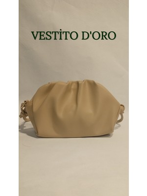 Yumuşak Formlu Büzgülü Pouch Omuz Çantası - Vestito D'oro
