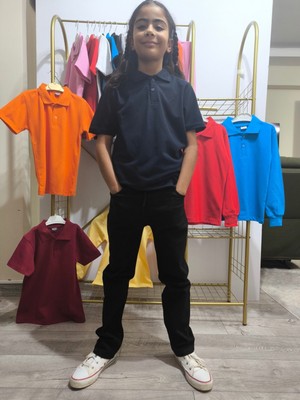 Şimo Butikunisex Çocuk Genç Polo Yaka Kısa Kol Okul Günlük Tişört, Nefes Alabilen Kumaş