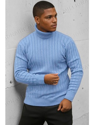 Millionaire Erkek Açık Mavi Boğazlı Balıkçı Yaka Kışlık Triko Kazak