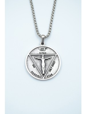 IDR Pagan - Keçi Şeytan - Hz. İsa Gümüş Kaplama Örme Zincir Kolye