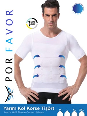 Enstyle Boutique Yarım Kollu Erkek Korse Atlet, 1 Beden Küçültücü, Siyah, Rahat ve Şık Tasarım