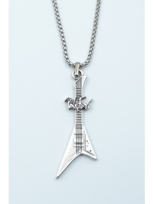 IDR Pink Floyd Elektro Gitar Gümüş Kaplama Örme Zincir Kolye