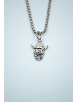 IDR Minimal Viking Savaşçı Gümüş Kaplama Örme Zincir Kolye