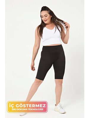 Enstyle Boutique Enenstyle Fashıon Boutıque Kadın Siyah Konfor Modeli Yazlık Yüksek Belli Push Up Kısa Yarım Şort Kapri Biker Tayt