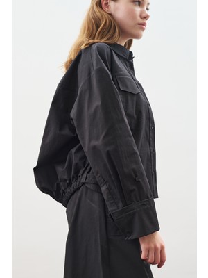 Manuka Dikiş Detaylı Bomber Gömlek Siyah