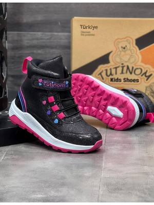 Tutinom Kız Çocuk Kışlık Kaymaz Taban Su Geçirmez Cırt Cırtlı  Yarım Bot