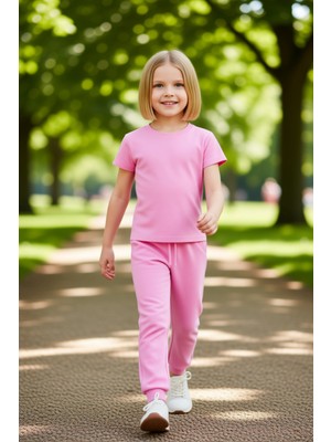 PayBuy Kız Çocuk Pamuklu Esnek Tişört ve Ispanyol Paça Tayt Takımı Kaliteli Şık Rahat