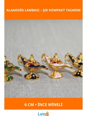 Letsii Mineli Metal Alaaddin Lambası 6cm Şık Dekoratif Objeler