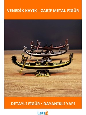 Letsii Metal Dekoratif Venedik Kayık 16 cm