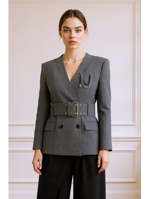 DeFacto Fitted V Yaka Tafta Blazer Ceket F9431AX25AU