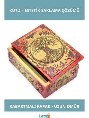 Letsii Mistik Tasarımlı Dayanıklı Polyester Kutu Yaşam Ağacı Figürlü