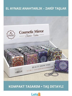 Letsii Taş Detaylı Şık El Aynası Anahtarlık