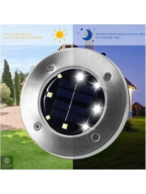 TeknoClass 8 Ledli Olar Güneş Enerjili Işık Bahçe Dekor Aydınlatma Lambası(4 Adet) Unichrome