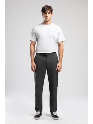 Lee Cooper Matteos Normal-Yüksek Bel Bol Düz Kesim Düz Paça Gri Erkek Pantolon