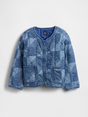 Gap Kız Bebek Lacivert Kapitone Patchwork Denim Ceket