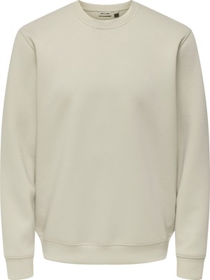 Only & Sons O Yaka Ekru Erkek Sweatshırt Onsluca Lıfe Reg Ls Crew Sweat