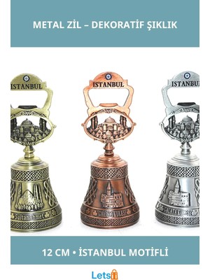Letsii Istanbul Temalı Şık Metal Zil 12 cm Dekoratif