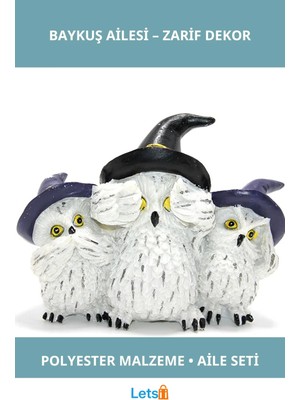 Letsii Polyester Baykuş Ailesi Dekoratif Figür Seti