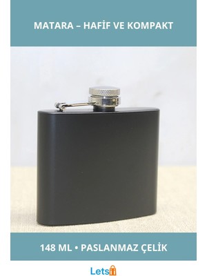 Letsii Paslanmaz Çelik Siyah 5 Oz Matara Kompakt Seyahat Arkadaşı