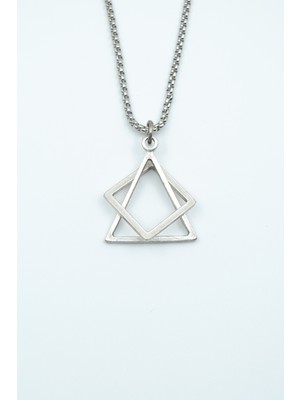 IDR Üçgen Kare Geometrik Gümüş Kaplama Örme Zincir Kolye