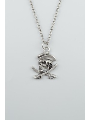 IDR Kuru Kafa Korsan - Kılıç Gümüş Kaplama Düz Zincir Kolye