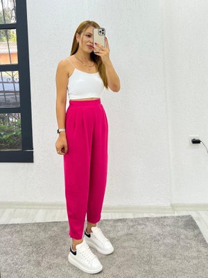 Nnstartshopping  Kadın Aerobin Kumaş Bel Lastikli Pileli Pantolon