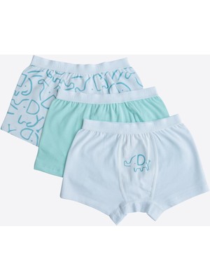 Kitikate Organik Elephant 3'lü Boxer Mavi