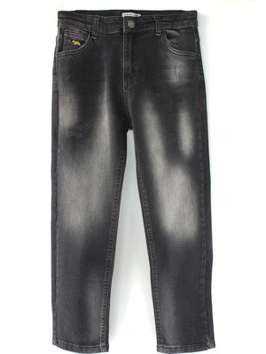 DobaKids Eskitme Detaylı Straight Tapered Fit Erkek Çocuk Helsinki Denim Destroyed Pantolon Siyah Kot Pantolon