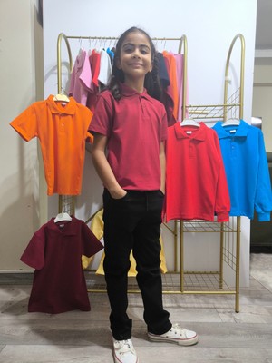 Şimo Butikunisex Çocuk Genç Polo Yaka Kısa Kol Okul Günlük Tişört, Nefes Alabilen Kumaş