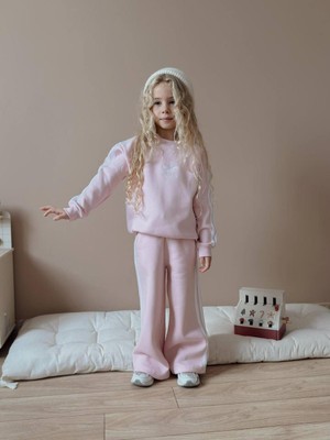 Butik Kız Çocuk Ispanyol Paça Alt - Üst Eşofman Takımı Pamuklu