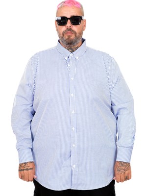Mode Xl Büyük Beden Erkek Saten Çizgili Gömlek  20399