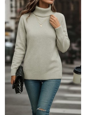 Nnstartshopping  Kadın Uzun Kollu Balıkçı Yaka Triko Bluz