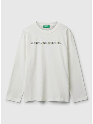 Benetton Baskılı Ekru Erkek Çocuk T-Shirt 3I1XC10Q3