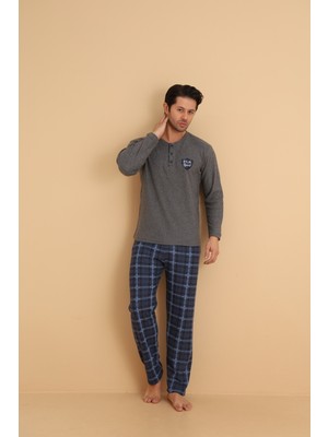 Wordex Flkn 7015 Interlok Kışlık Ekose Pijamalı Erkek Pijama Takımı