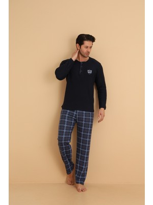 Wordex Flkn 7015 Interlok Kışlık Ekose Pijamalı Erkek Pijama Takımı